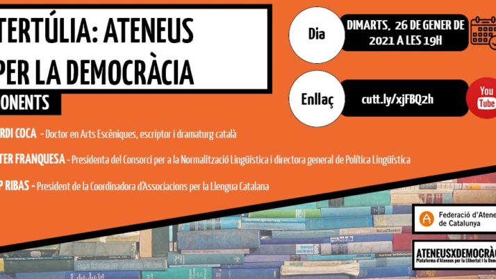 Jordi Coca, Ester Franquesa i Pep Ribas, els protagonistes de la nova tertúlia d’Ateneus x la Democràcia